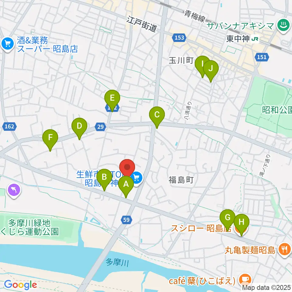 片切琴三味線店周辺のファミレス・ファーストフード一覧地図