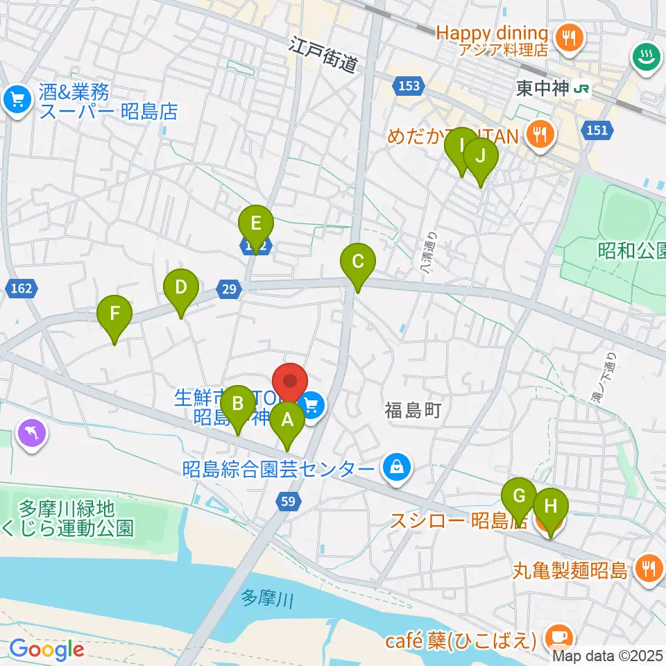 片切琴三味線店周辺のファミレス・ファーストフード一覧地図