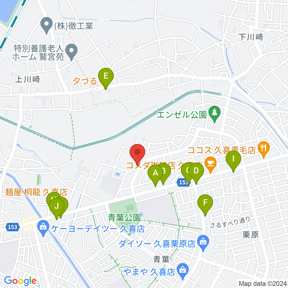 久喜ピアノ調律サービス周辺のファミレス・ファーストフード一覧地図