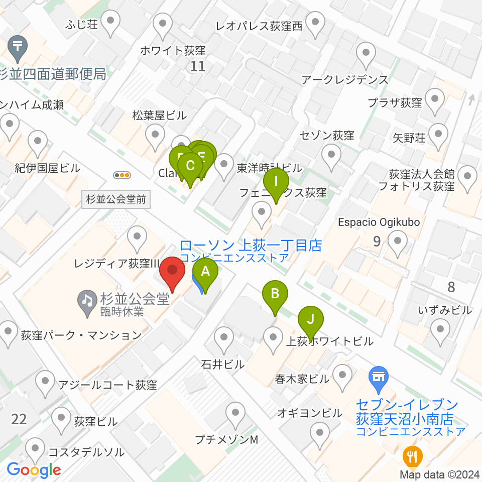 八重洲ピアノ社周辺のファミレス・ファーストフード一覧地図