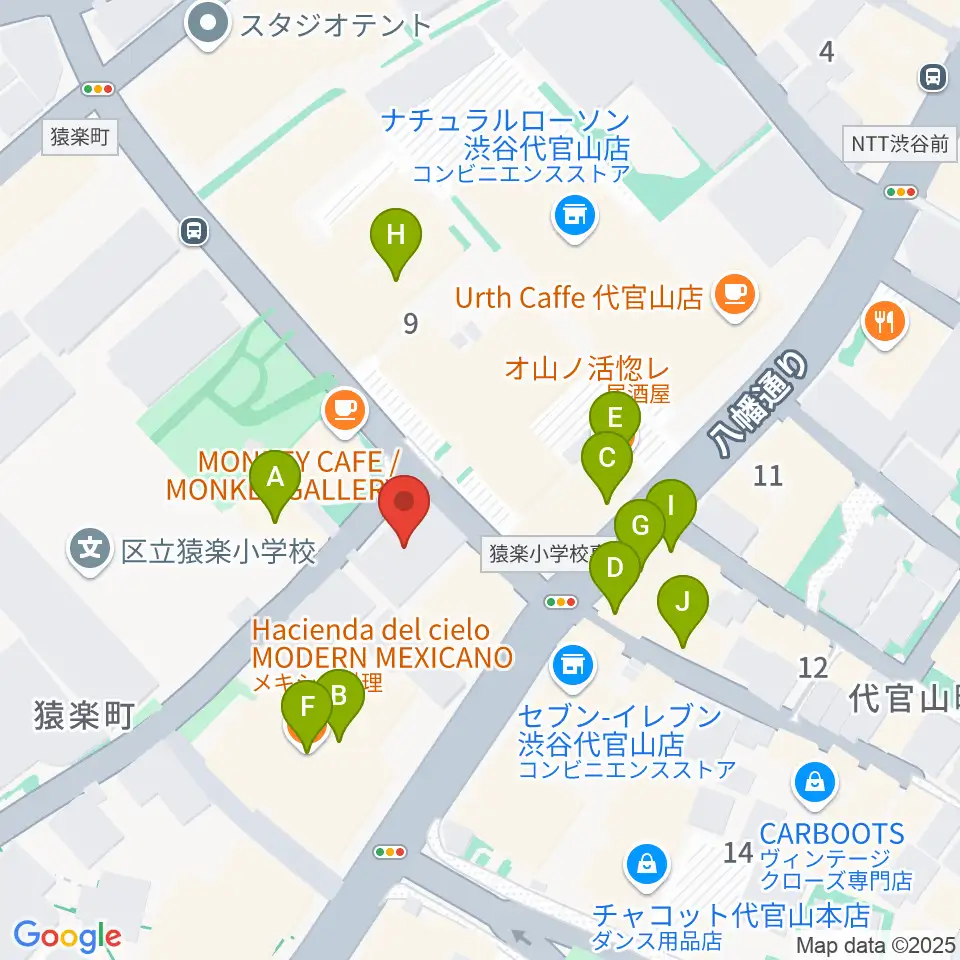 弦楽器専門店ラルジュ周辺のファミレス・ファーストフード一覧地図