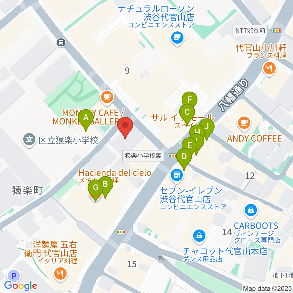 弦楽器専門店ラルジュ周辺のファミレス・ファーストフード一覧地図