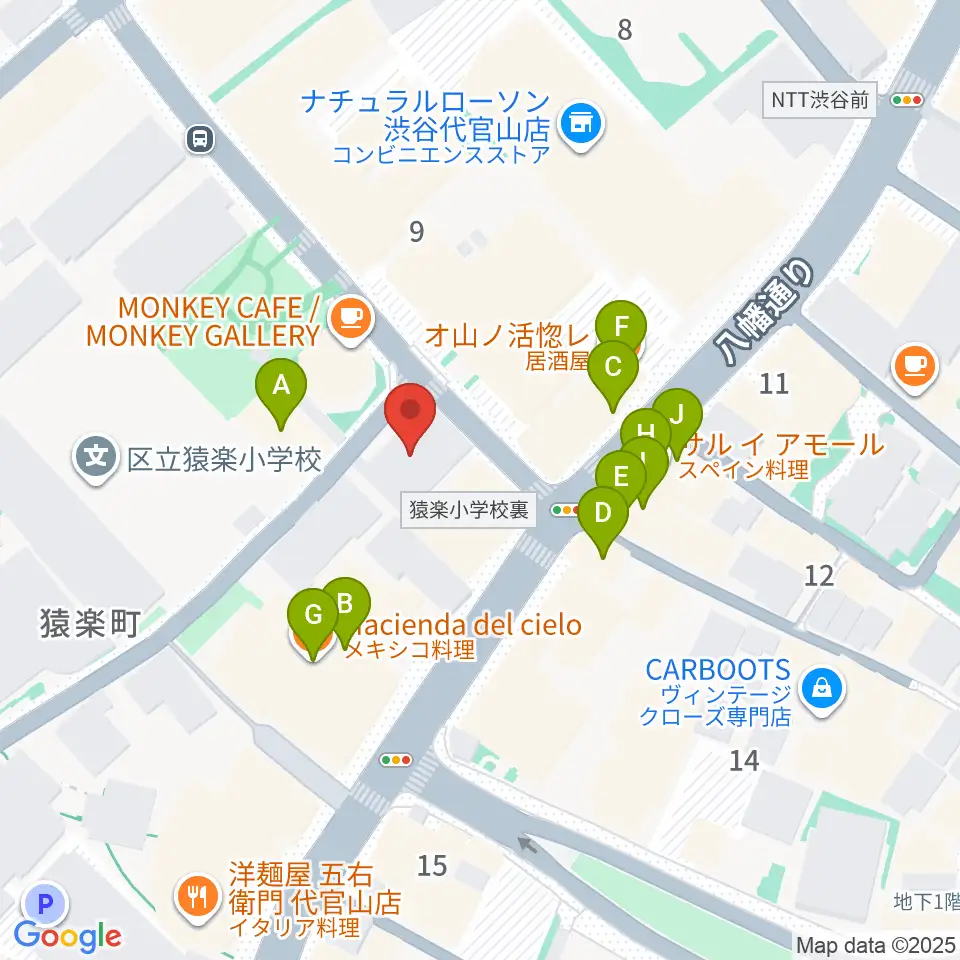 弦楽器専門店ラルジュ周辺のファミレス・ファーストフード一覧地図