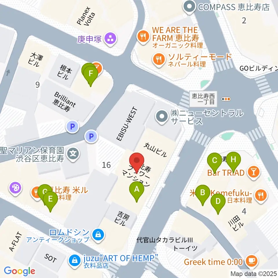 古賀弦楽器周辺のファミレス・ファーストフード一覧地図