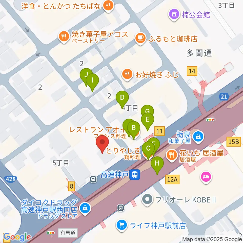 まる福楽器店周辺のファミレス・ファーストフード一覧地図