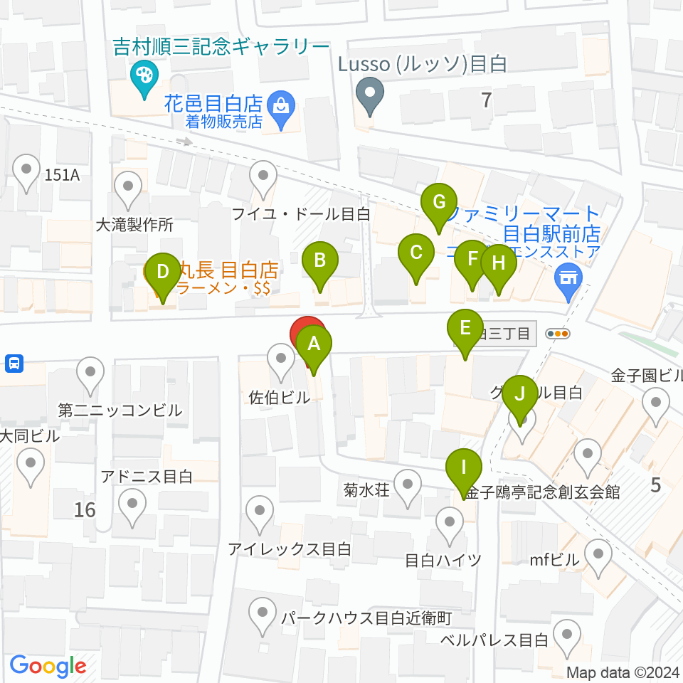 株式会社目白周辺のファミレス・ファーストフード一覧地図