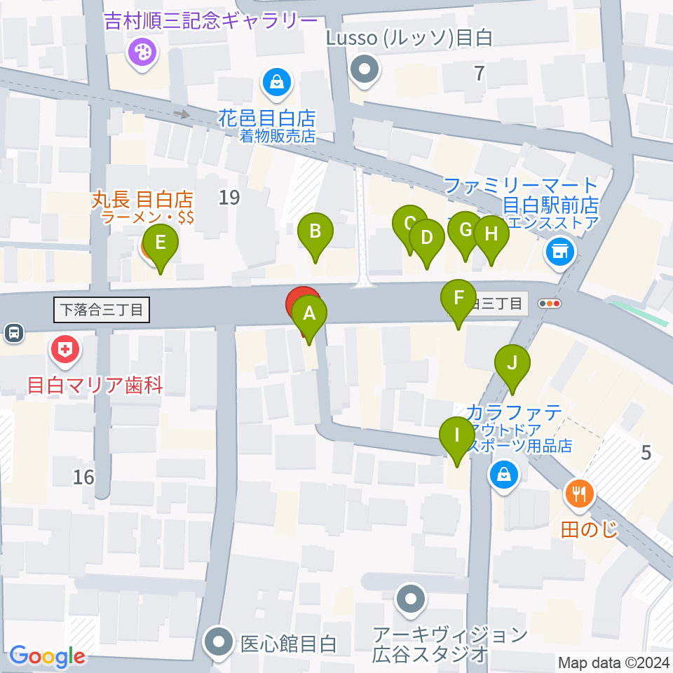 株式会社目白周辺のファミレス・ファーストフード一覧地図