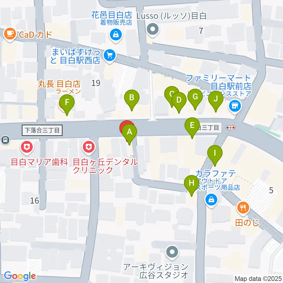 株式会社目白周辺のファミレス・ファーストフード一覧地図