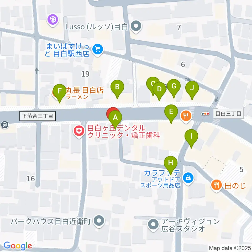 株式会社目白周辺のファミレス・ファーストフード一覧地図