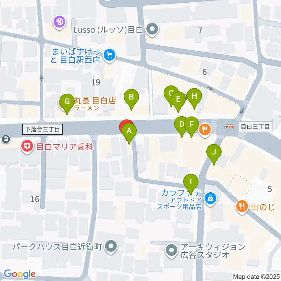 株式会社目白周辺のファミレス・ファーストフード一覧地図