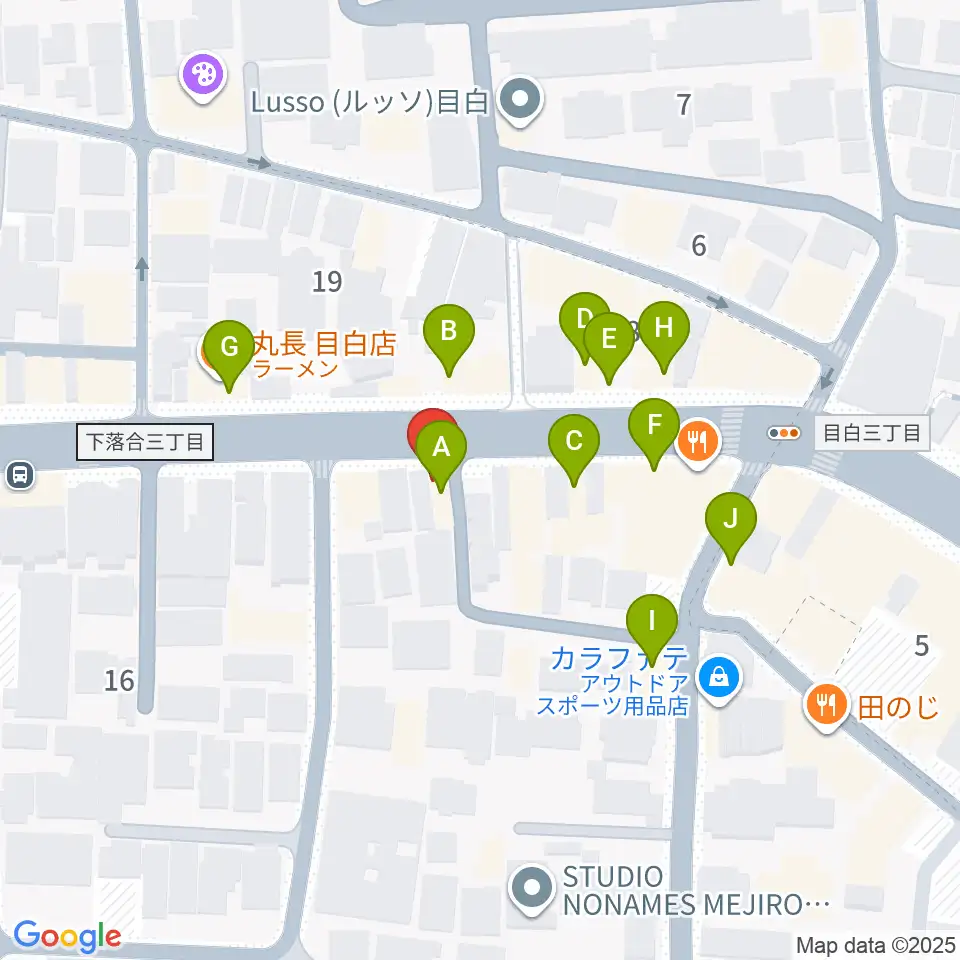 株式会社目白周辺のファミレス・ファーストフード一覧地図