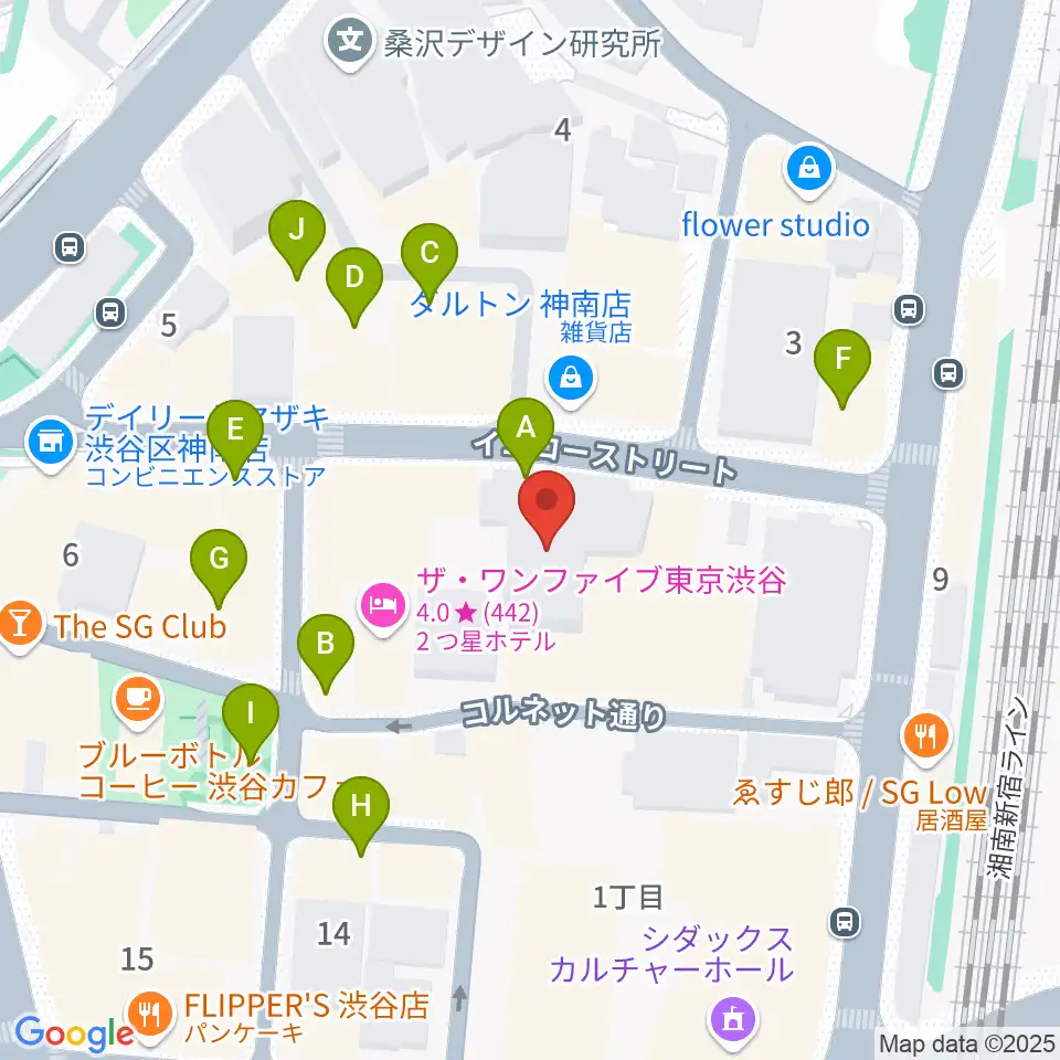 ロックオンカンパニー渋谷店周辺のファミレス・ファーストフード一覧地図