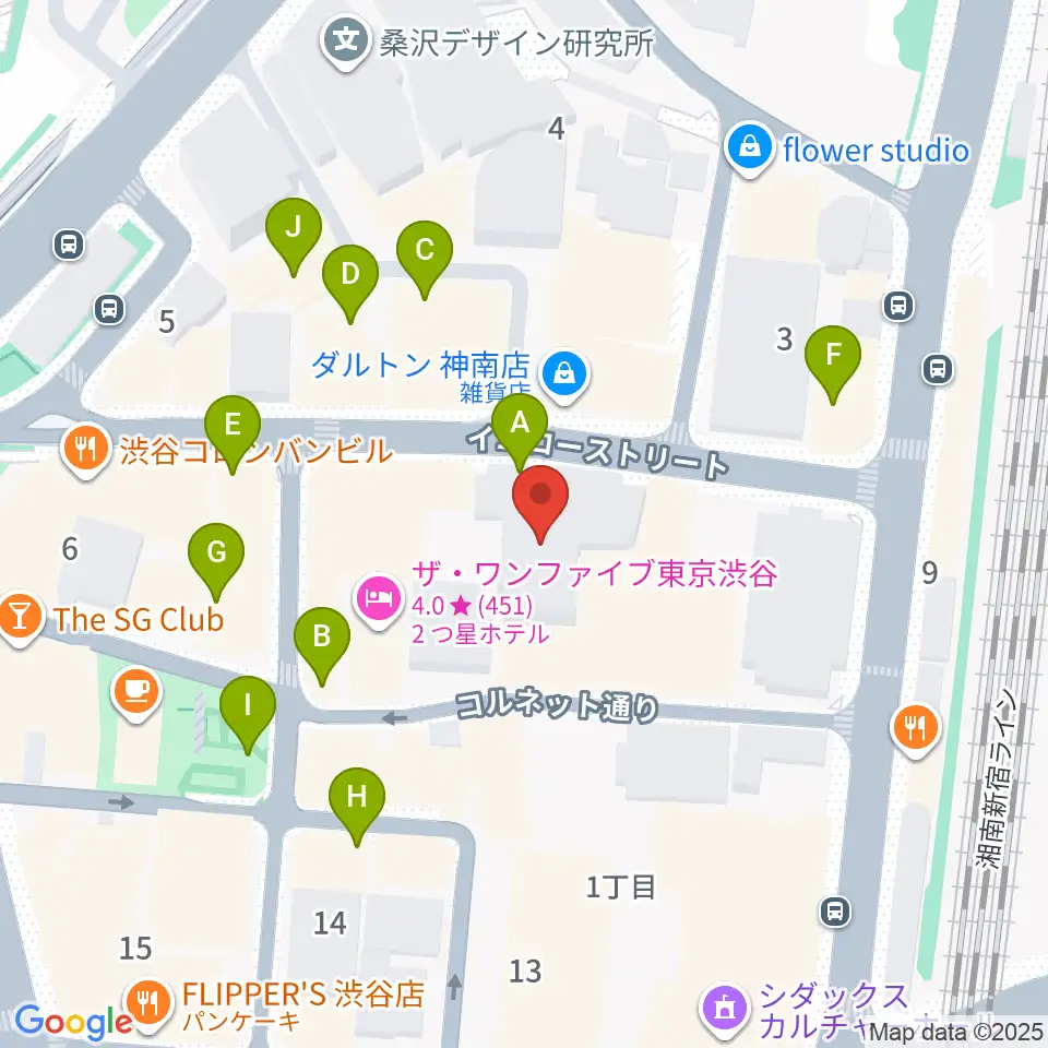 ロックオンカンパニー渋谷店周辺のファミレス・ファーストフード一覧地図