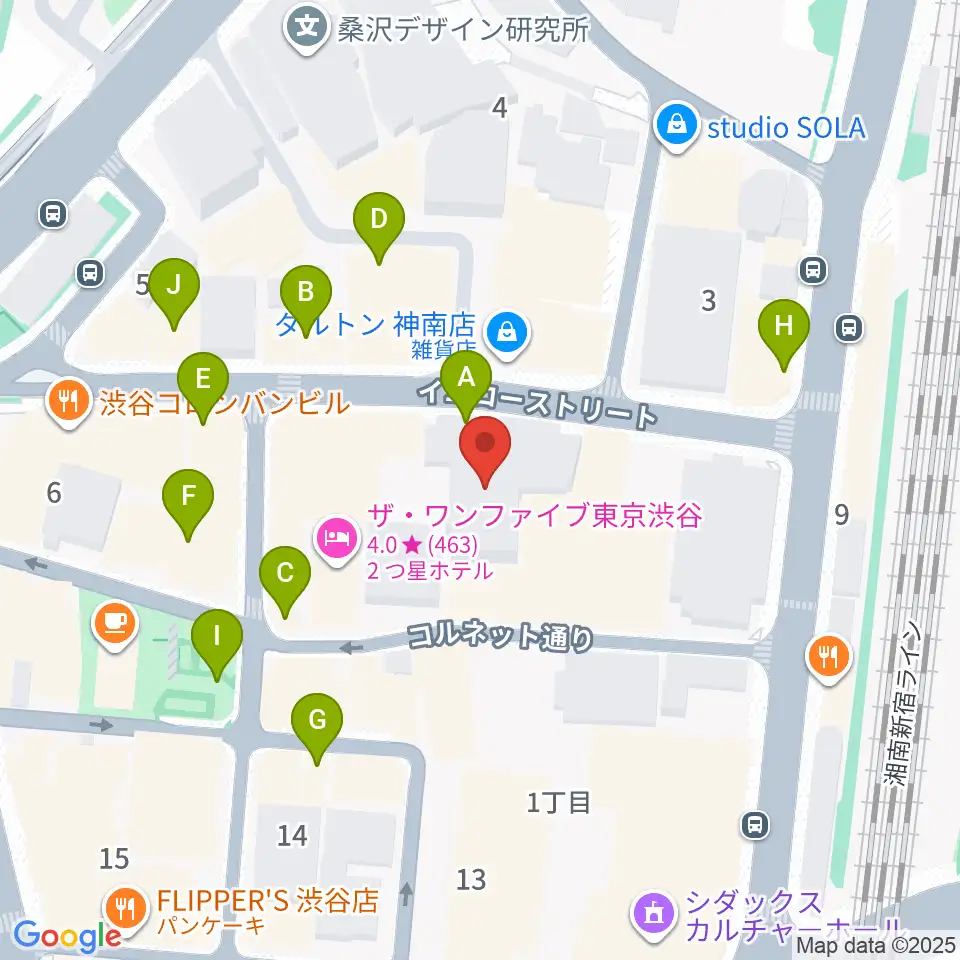ロックオンカンパニー渋谷店周辺のファミレス・ファーストフード一覧地図