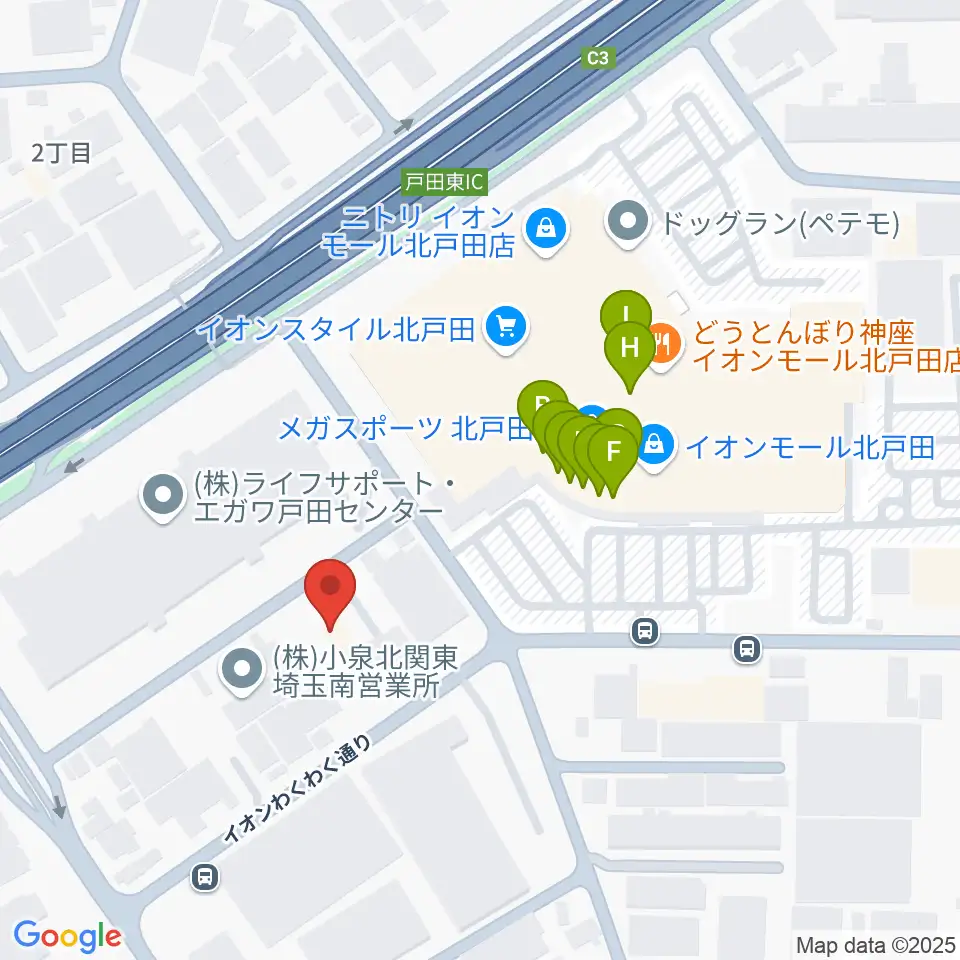 ミルズ周辺のファミレス・ファーストフード一覧地図
