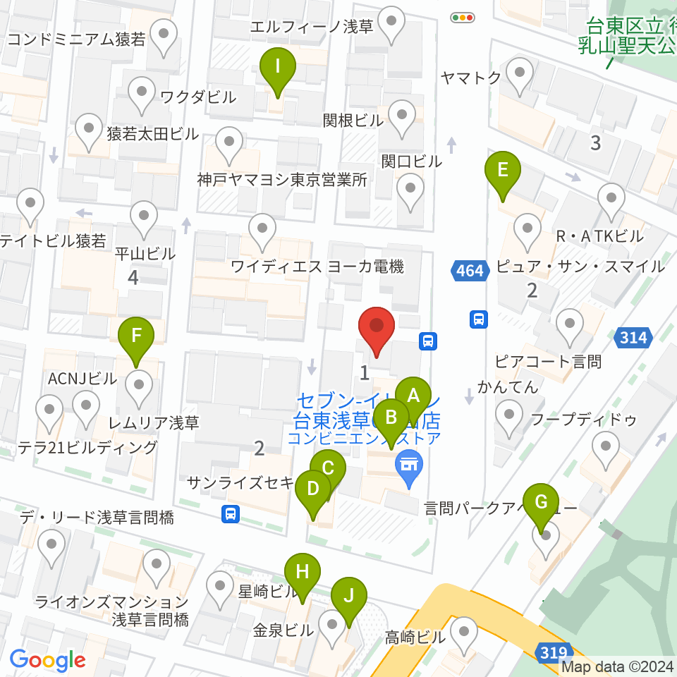 宮本卯之助商店周辺のファミレス・ファーストフード一覧地図
