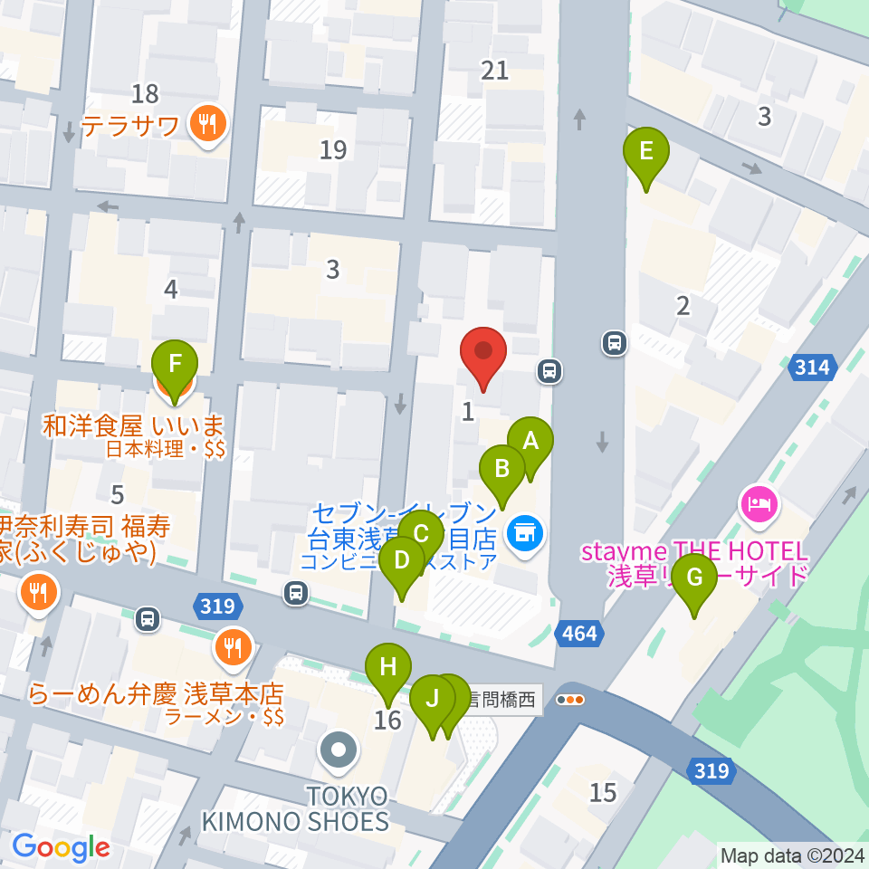 宮本卯之助商店周辺のファミレス・ファーストフード一覧地図