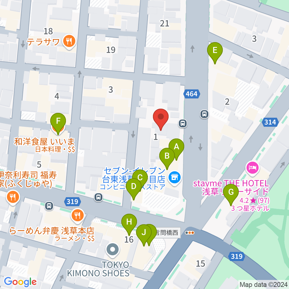 宮本卯之助商店周辺のファミレス・ファーストフード一覧地図