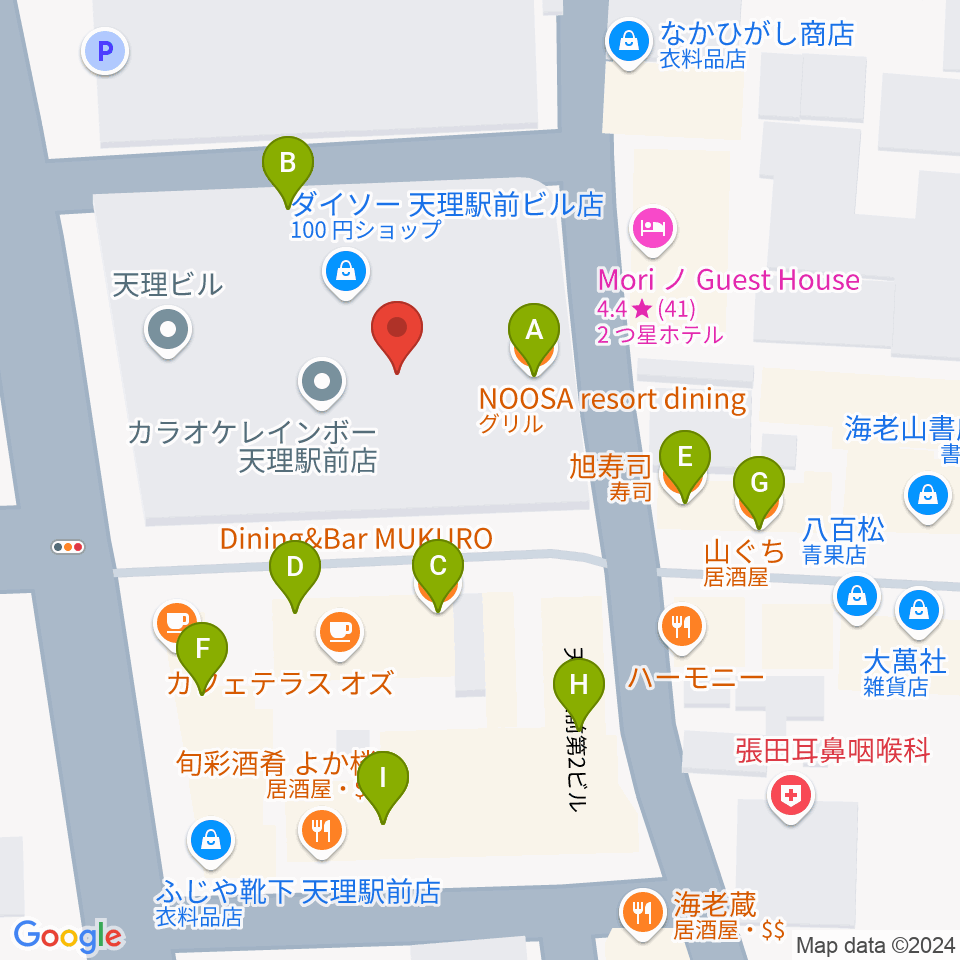 雅楽器 たなかや周辺のファミレス・ファーストフード一覧地図