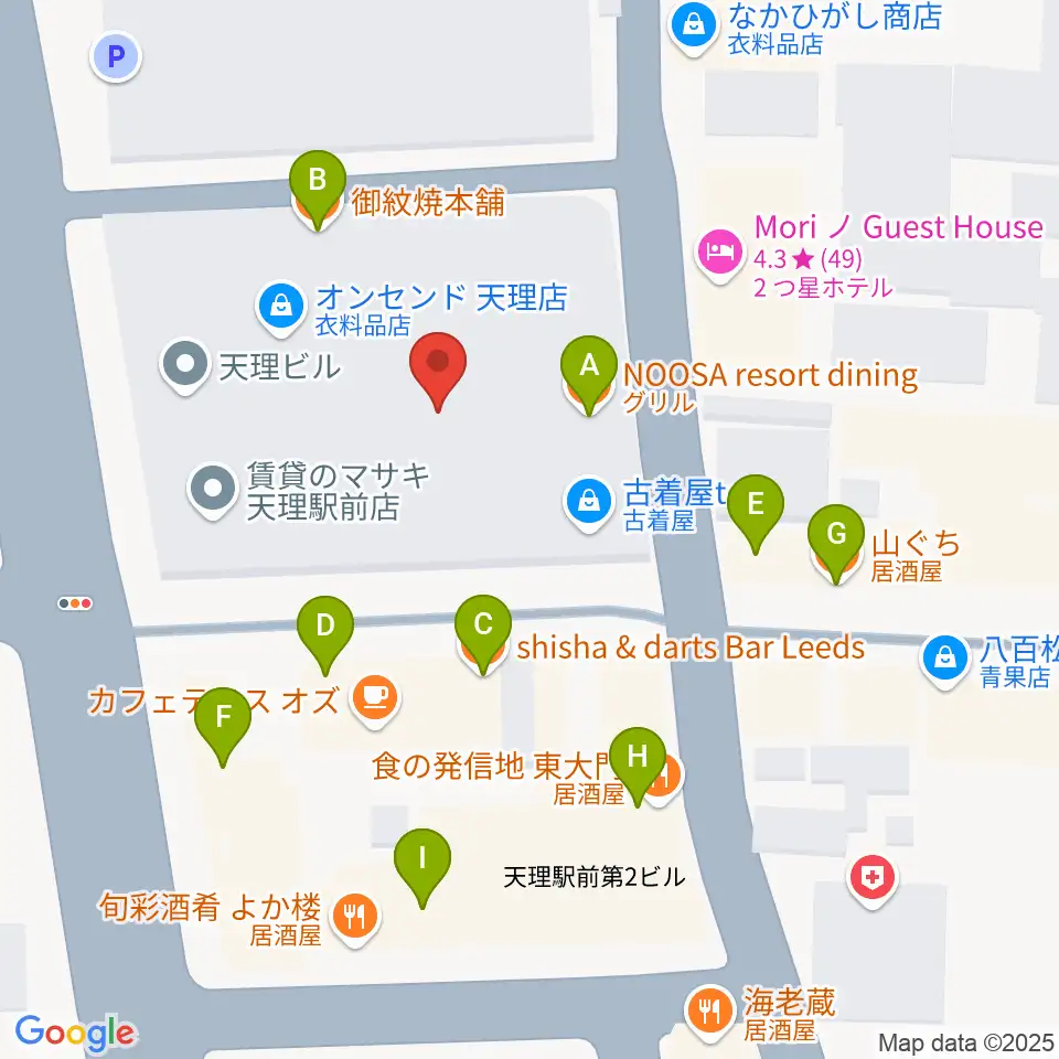 雅楽器 たなかや周辺のファミレス・ファーストフード一覧地図