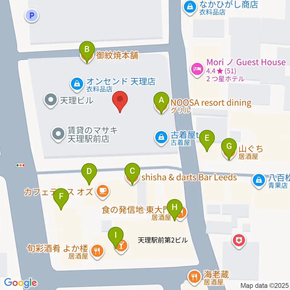 雅楽器 たなかや周辺のファミレス・ファーストフード一覧地図