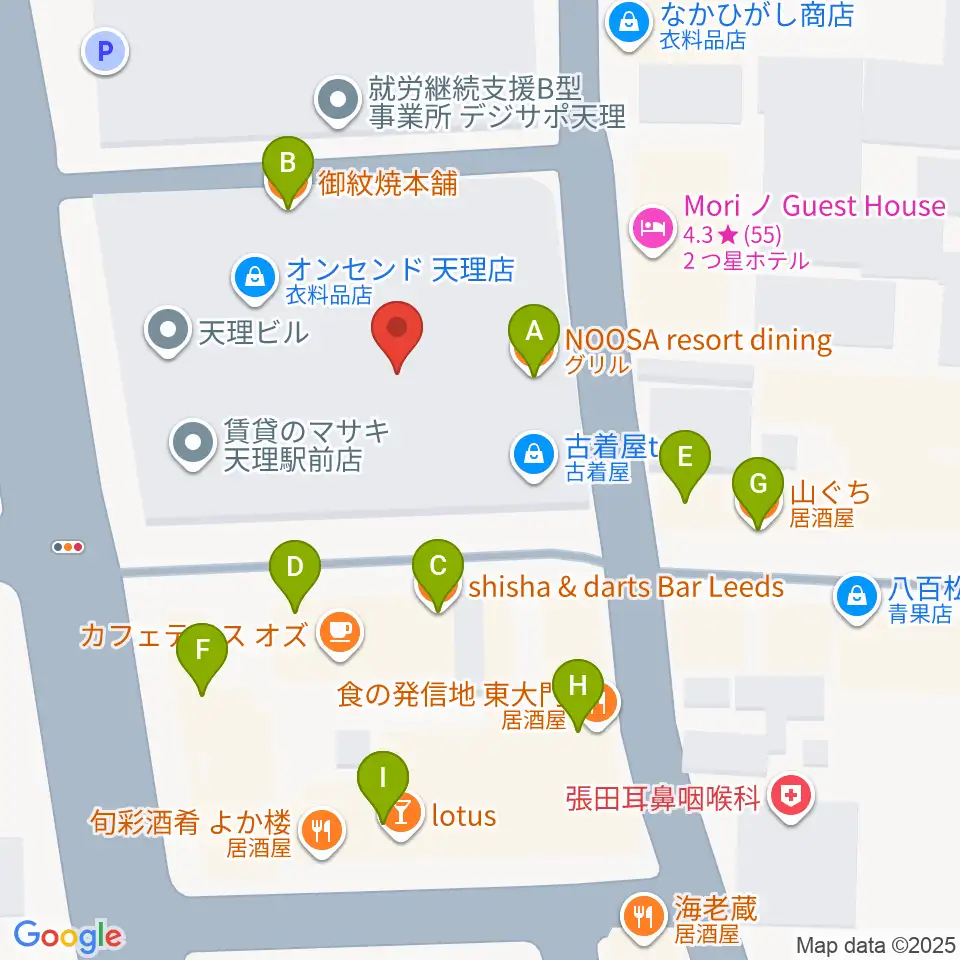 雅楽器 たなかや周辺のファミレス・ファーストフード一覧地図