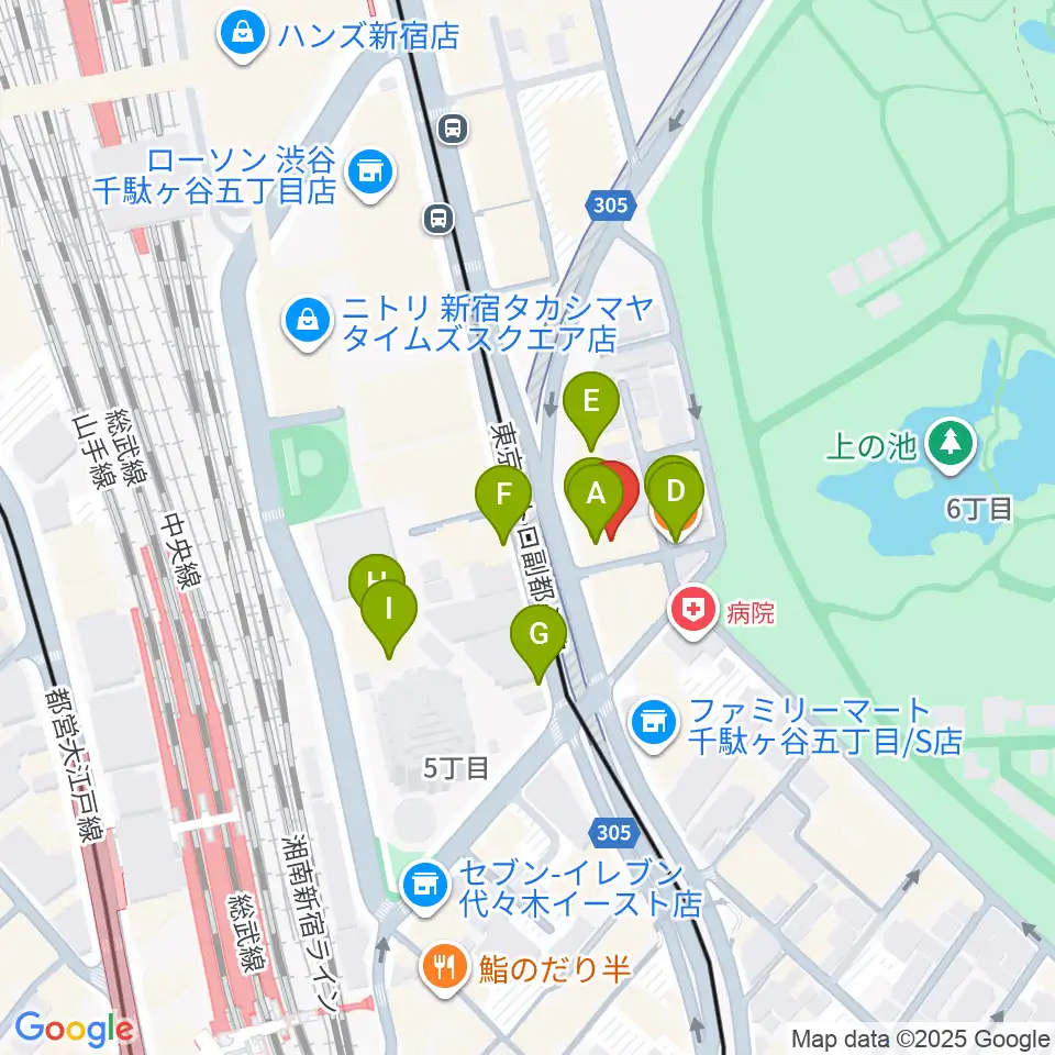 日本ヴァイオリン 東京本店周辺のファミレス・ファーストフード一覧地図