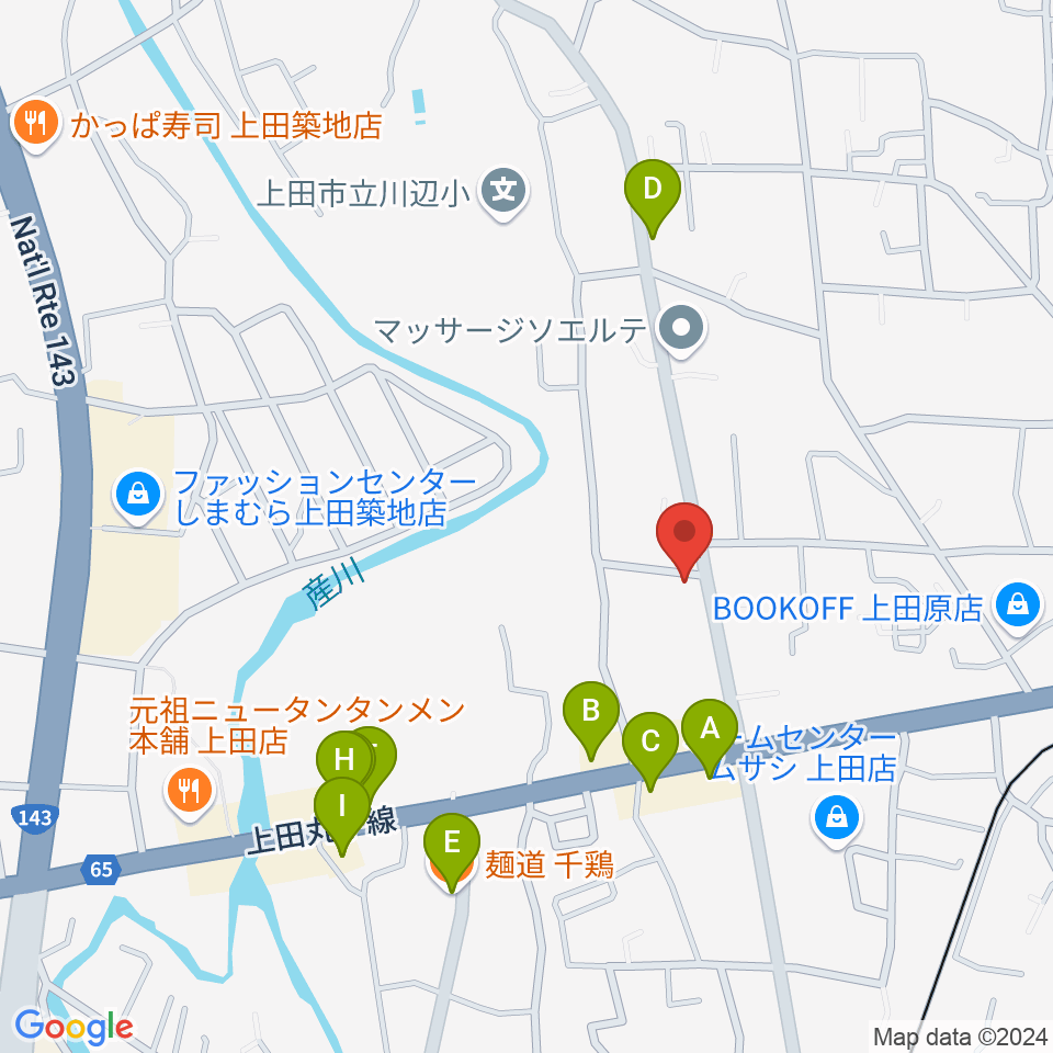 五味和楽器店 上田本店周辺のファミレス・ファーストフード一覧地図