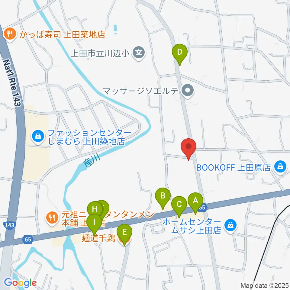 五味和楽器店 上田本店周辺のファミレス・ファーストフード一覧地図