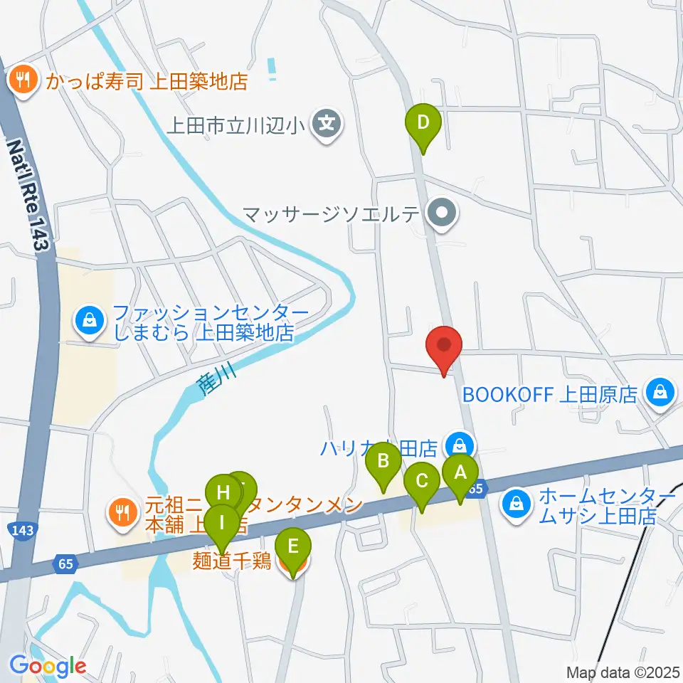 五味和楽器店 上田本店周辺のファミレス・ファーストフード一覧地図
