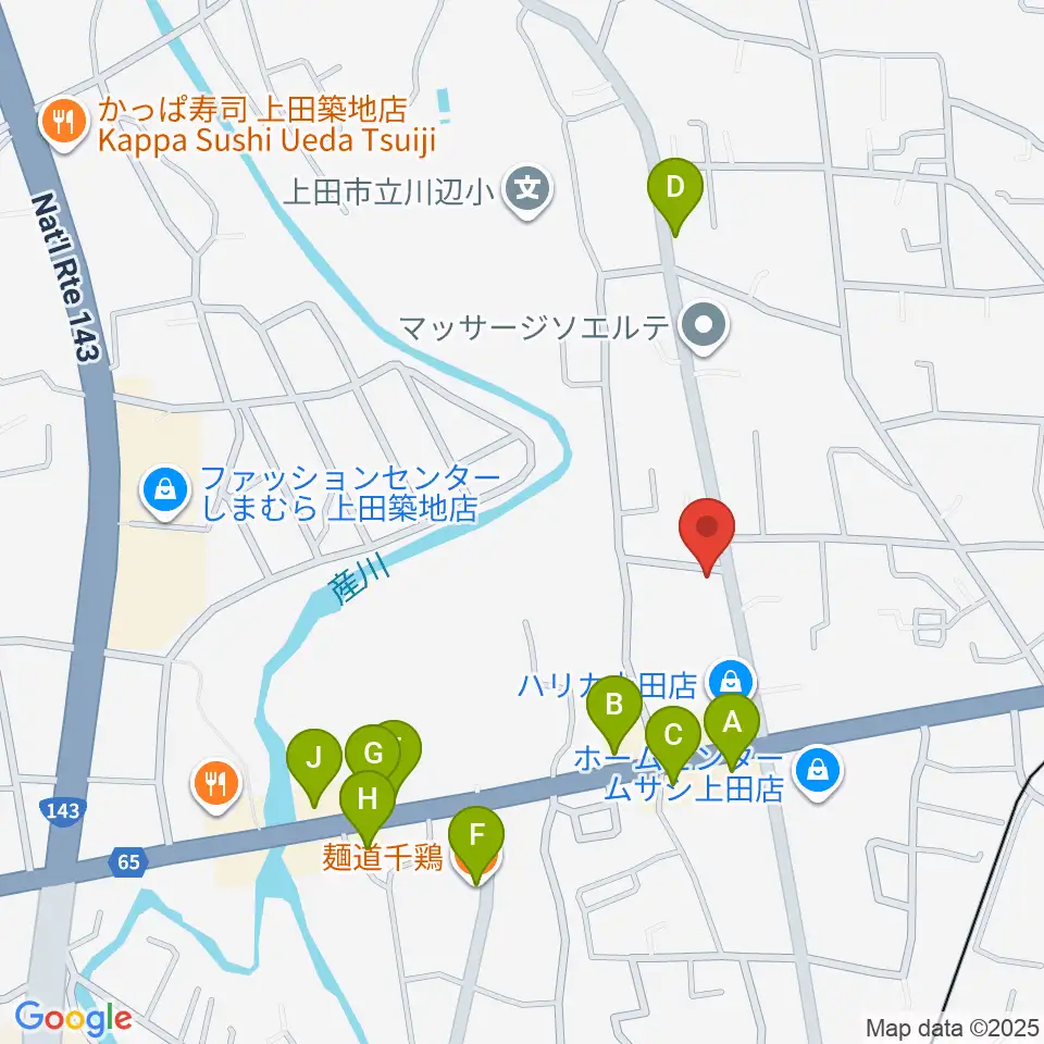 五味和楽器店 上田本店周辺のファミレス・ファーストフード一覧地図