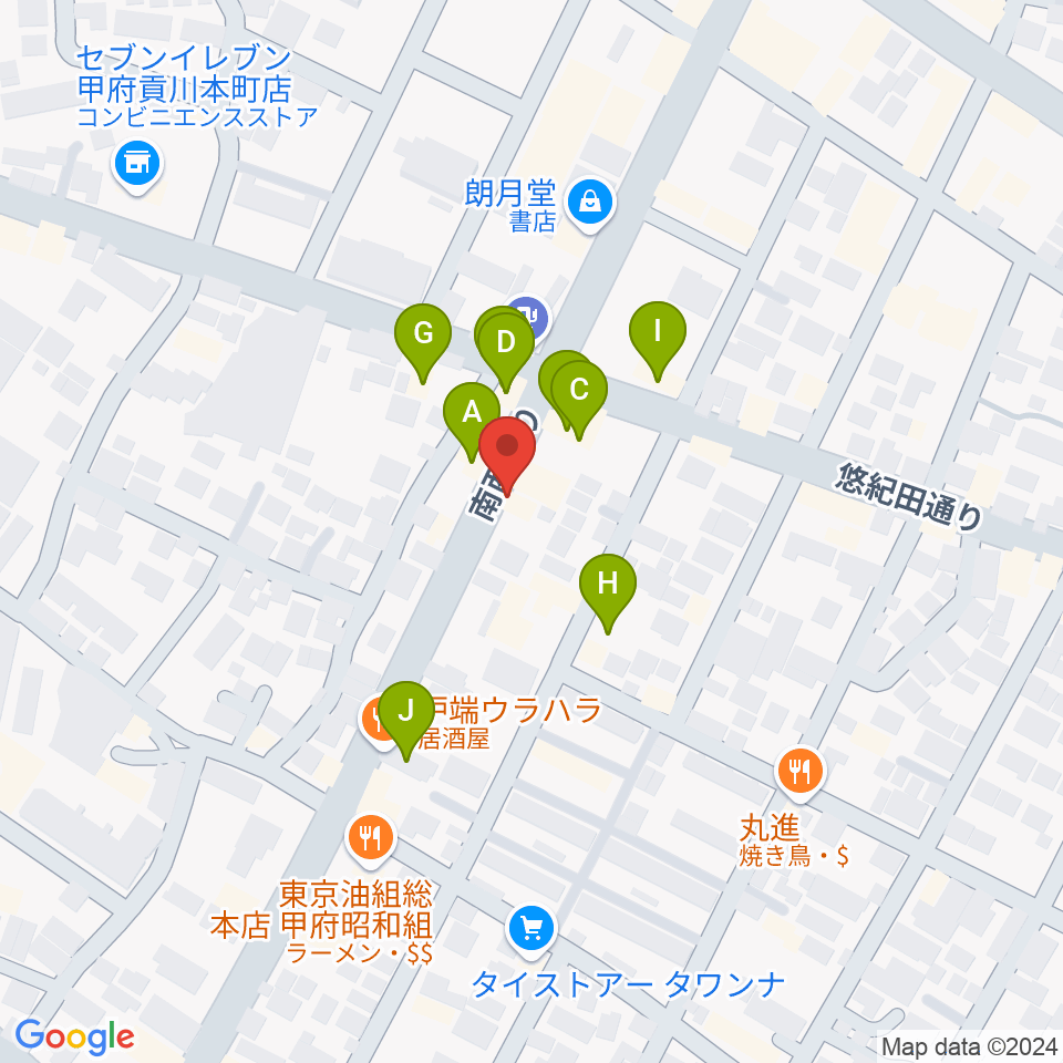 ふるや楽器店周辺のファミレス・ファーストフード一覧地図