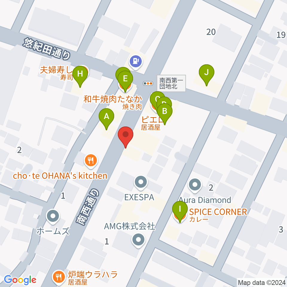 ふるや楽器店周辺のファミレス・ファーストフード一覧地図