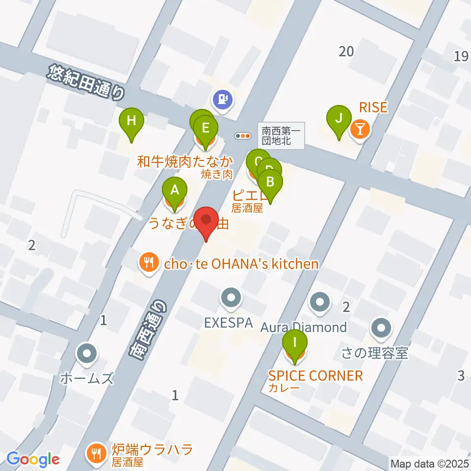ふるや楽器店周辺のファミレス・ファーストフード一覧地図