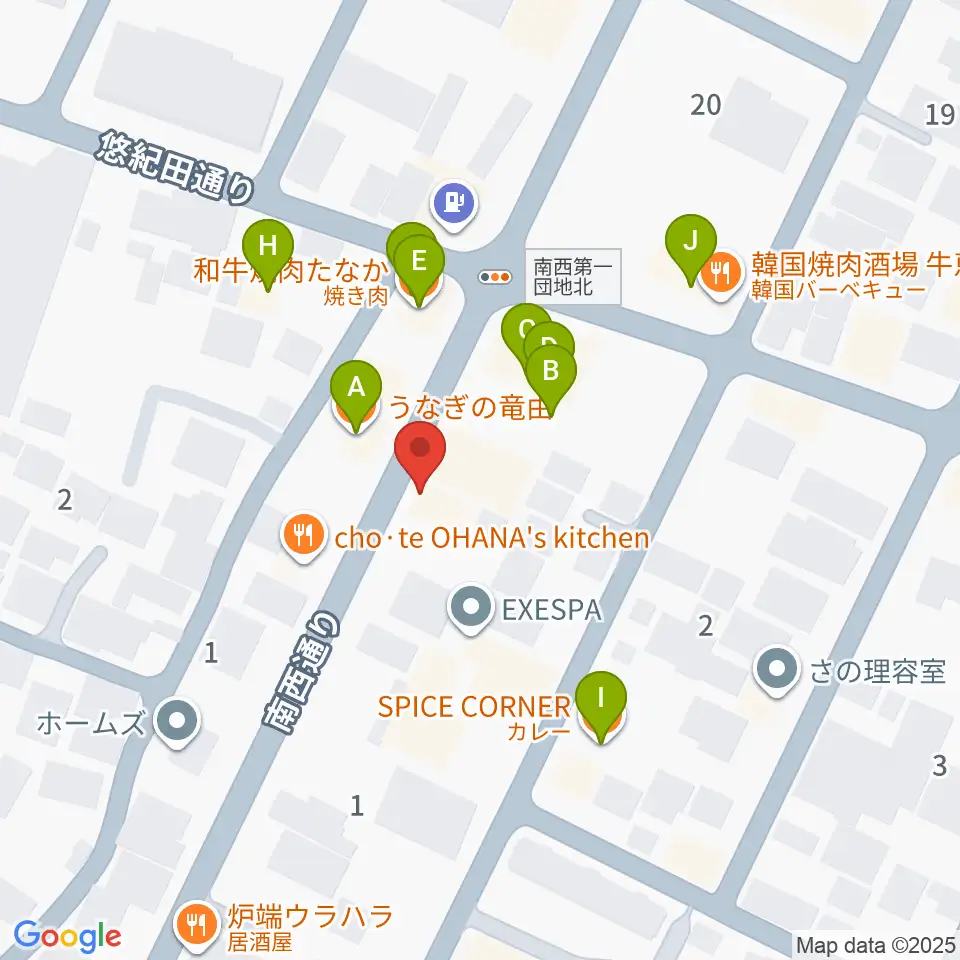 ふるや楽器店周辺のファミレス・ファーストフード一覧地図
