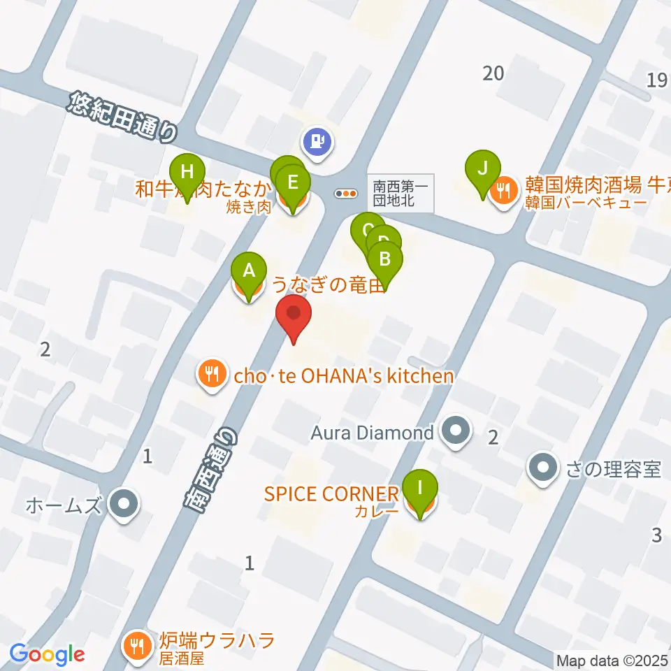 ふるや楽器店周辺のファミレス・ファーストフード一覧地図