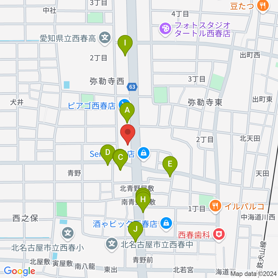 オタイレコード周辺のファミレス・ファーストフード一覧地図