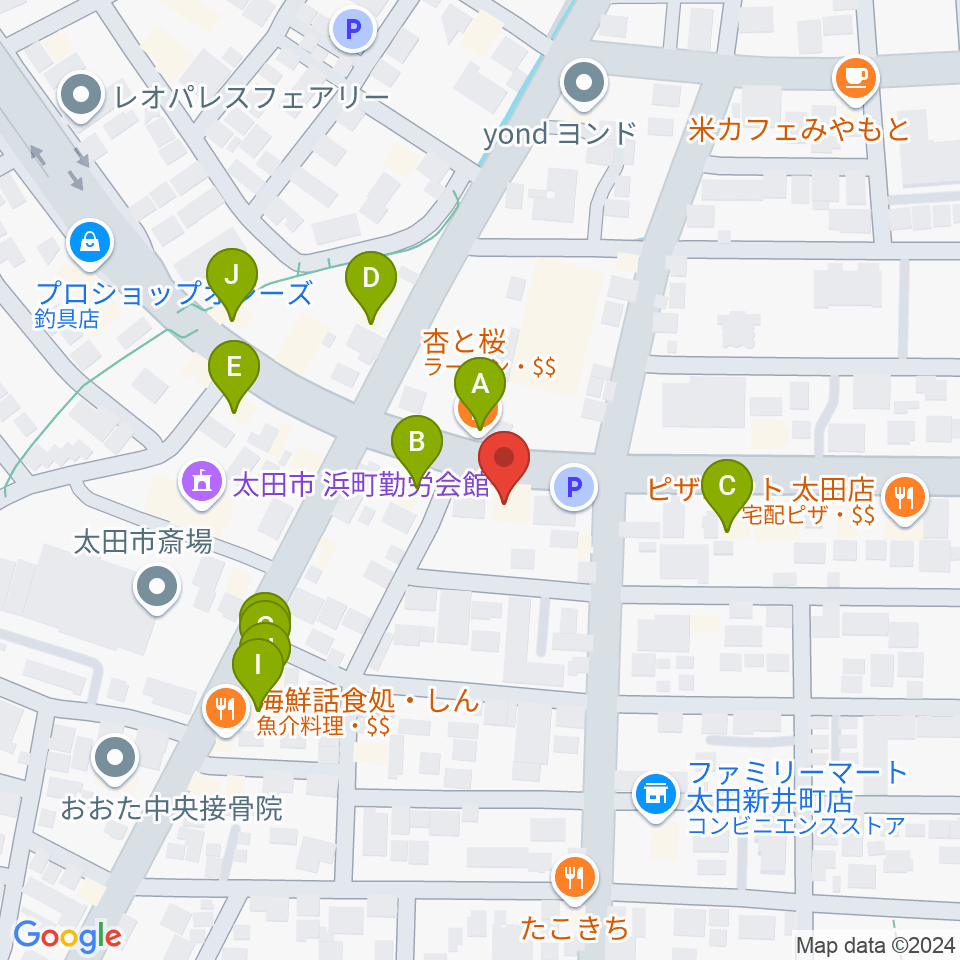 大津楽器店周辺のファミレス・ファーストフード一覧地図