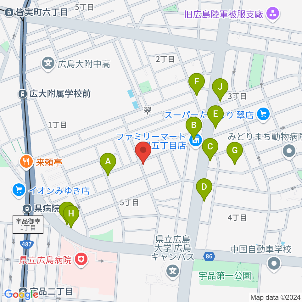 フェイズイン周辺のファミレス・ファーストフード一覧地図