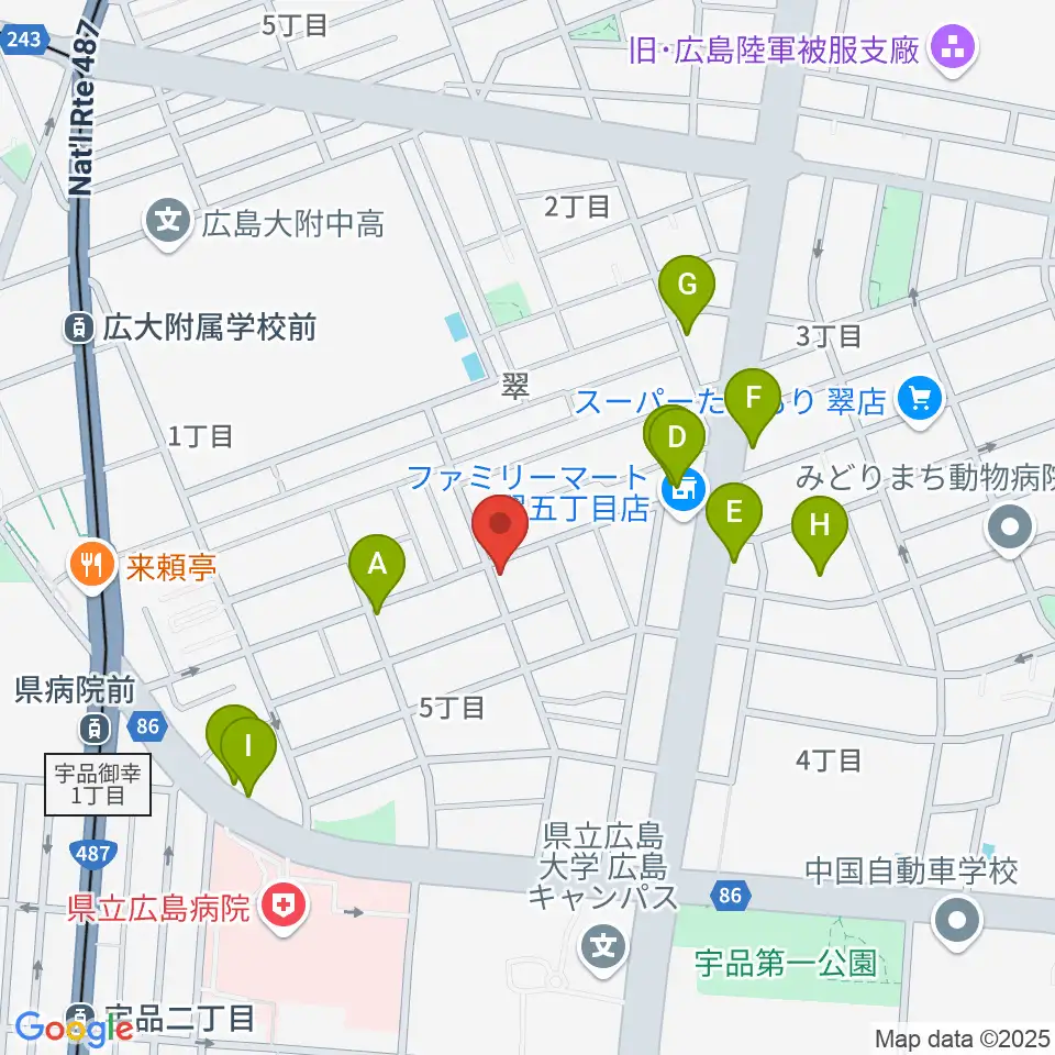 フェイズイン周辺のファミレス・ファーストフード一覧地図