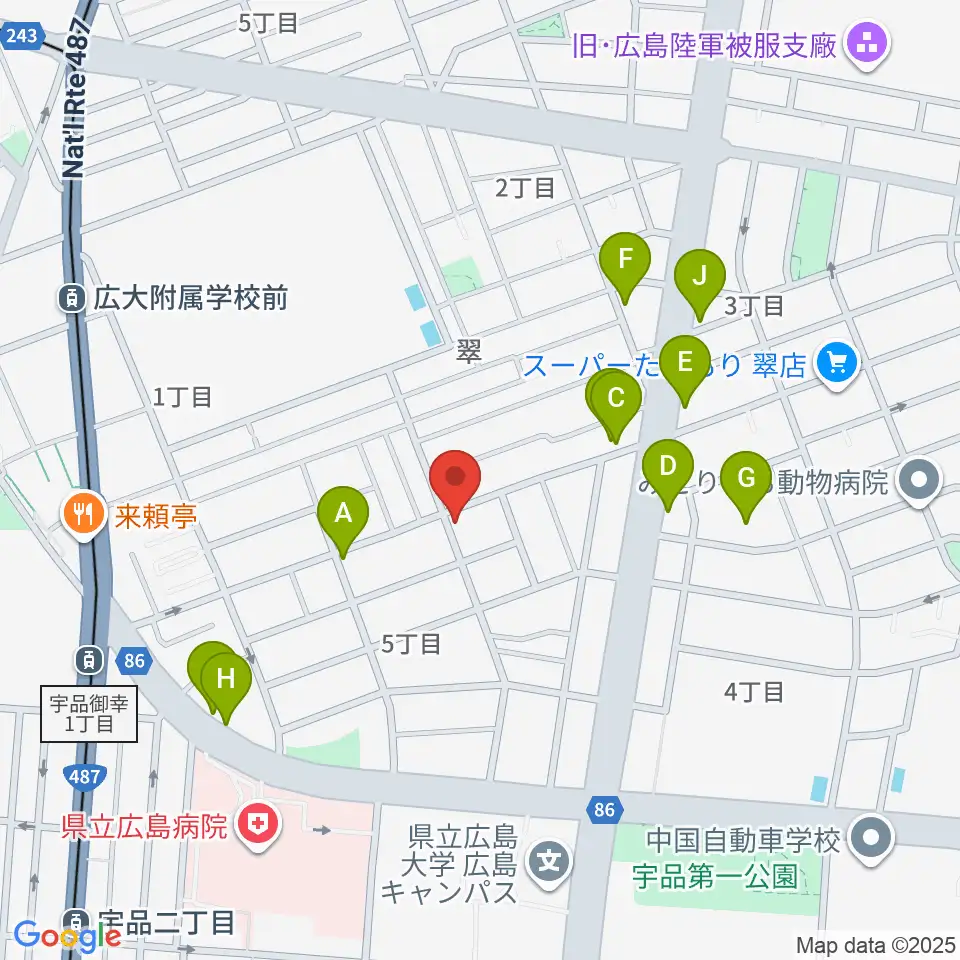 フェイズイン周辺のファミレス・ファーストフード一覧地図