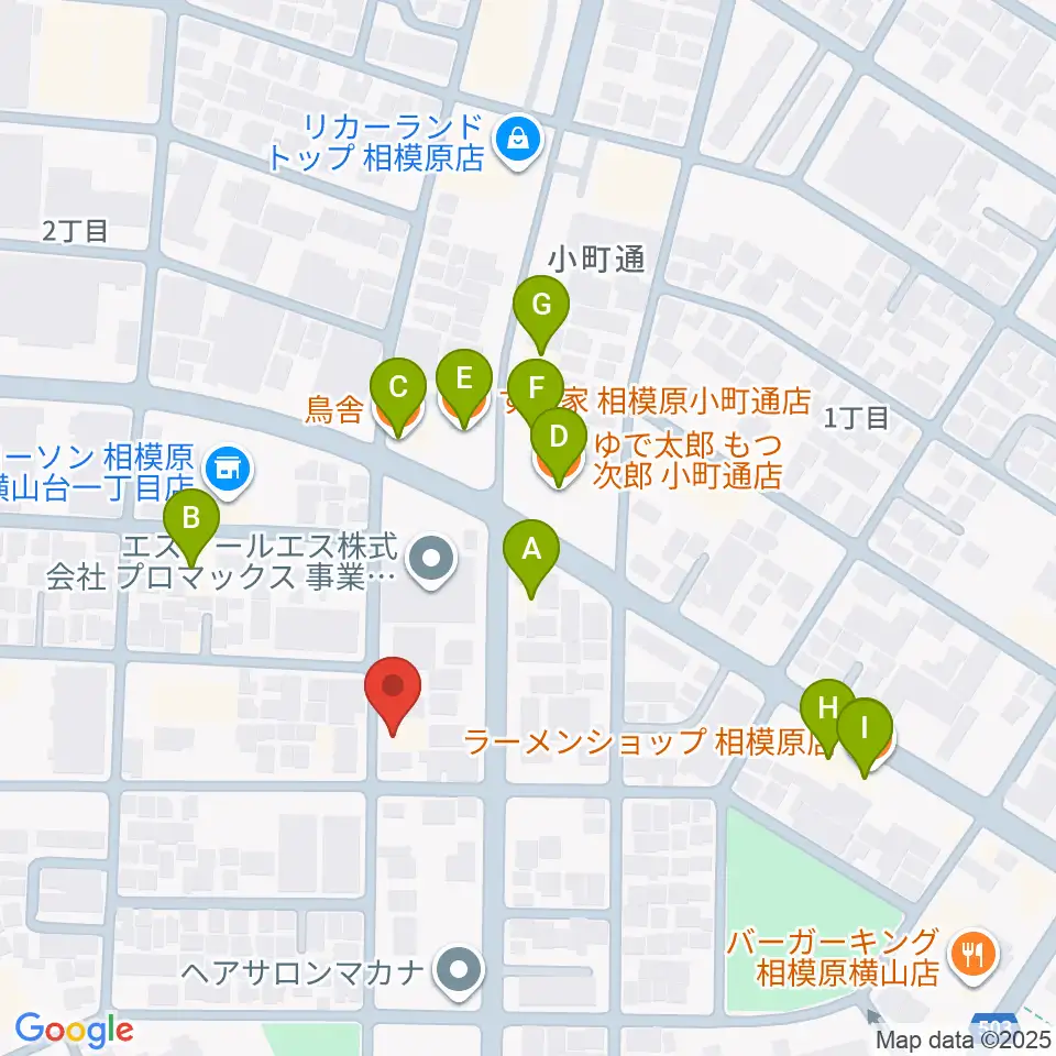 PIANO PROGRESS周辺のファミレス・ファーストフード一覧地図