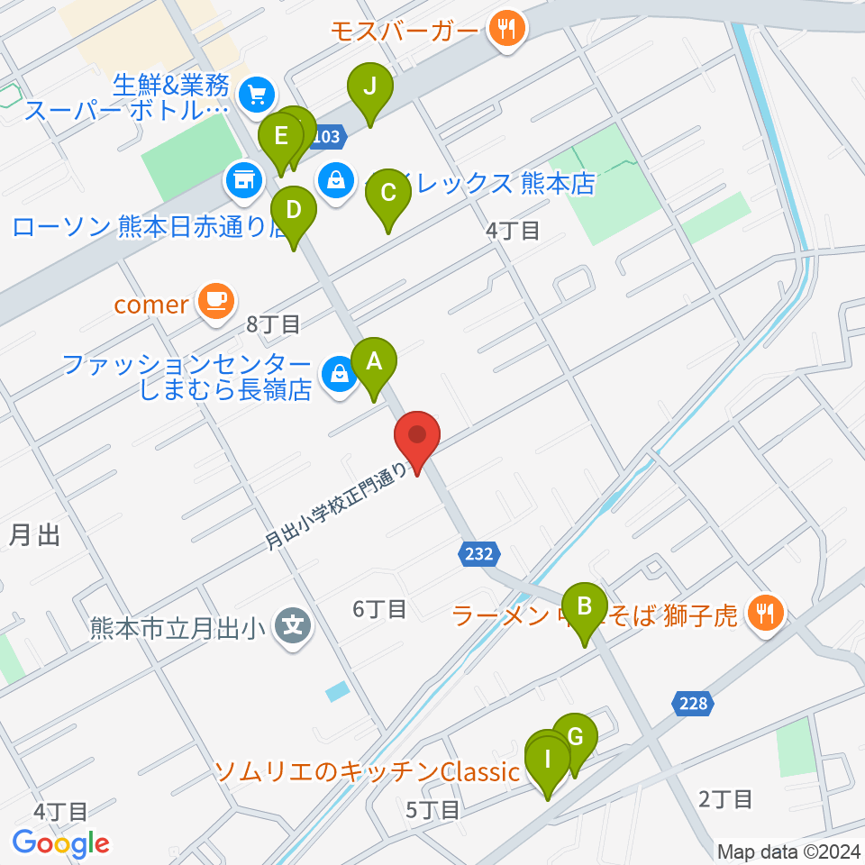 株式会社ピアノハープ社周辺のファミレス・ファーストフード一覧地図