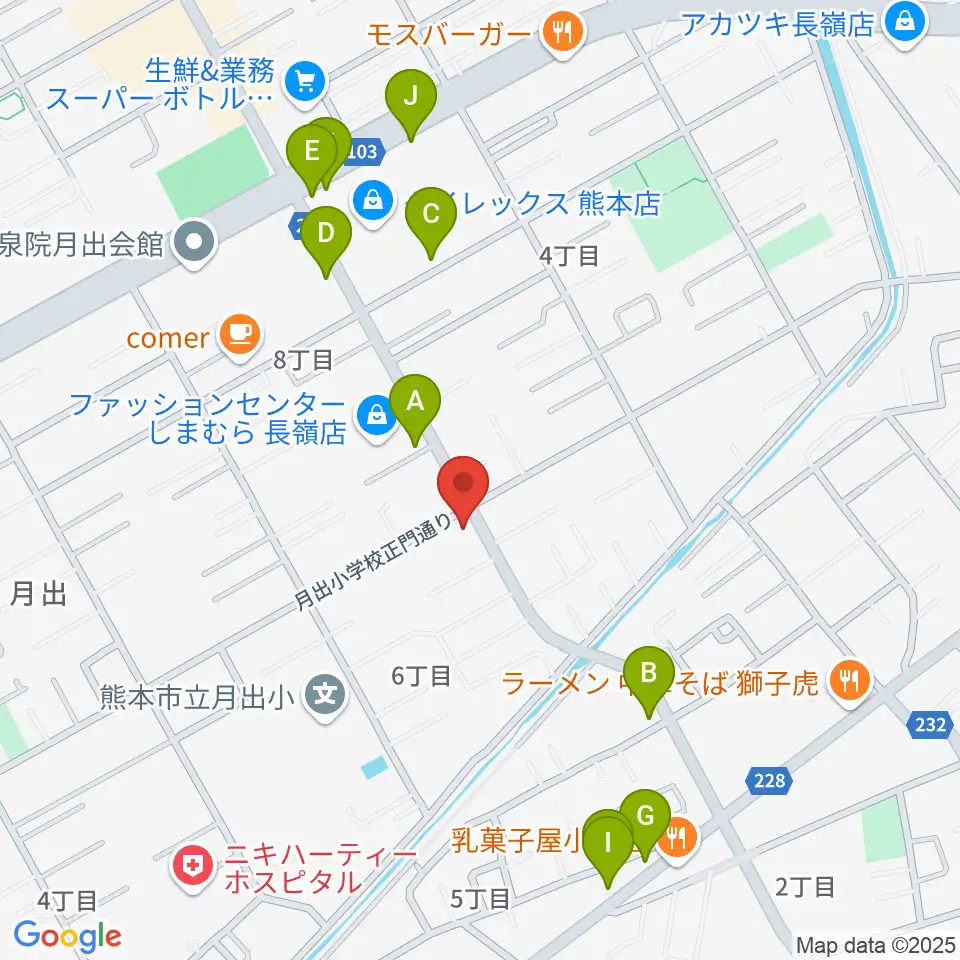 株式会社ピアノハープ社周辺のファミレス・ファーストフード一覧地図