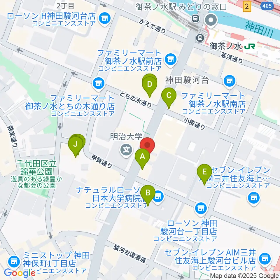 御茶ノ水楽器センター周辺のファミレス・ファーストフード一覧地図