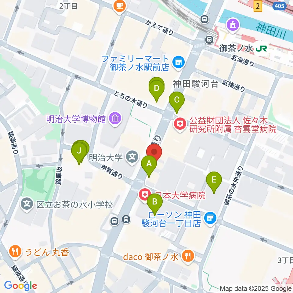 御茶ノ水楽器センター周辺のファミレス・ファーストフード一覧地図