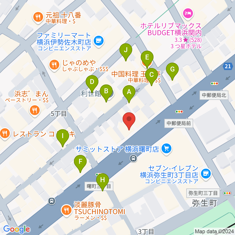 琴・三味線 志づか堂周辺のファミレス・ファーストフード一覧地図