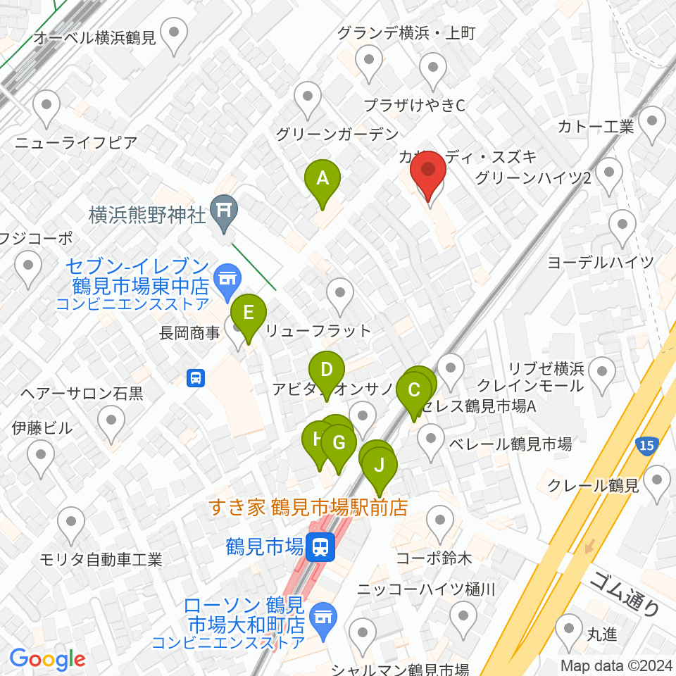 弦楽器ストラッド周辺のファミレス・ファーストフード一覧地図