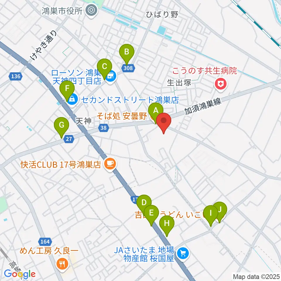 諏訪工芸周辺のファミレス・ファーストフード一覧地図