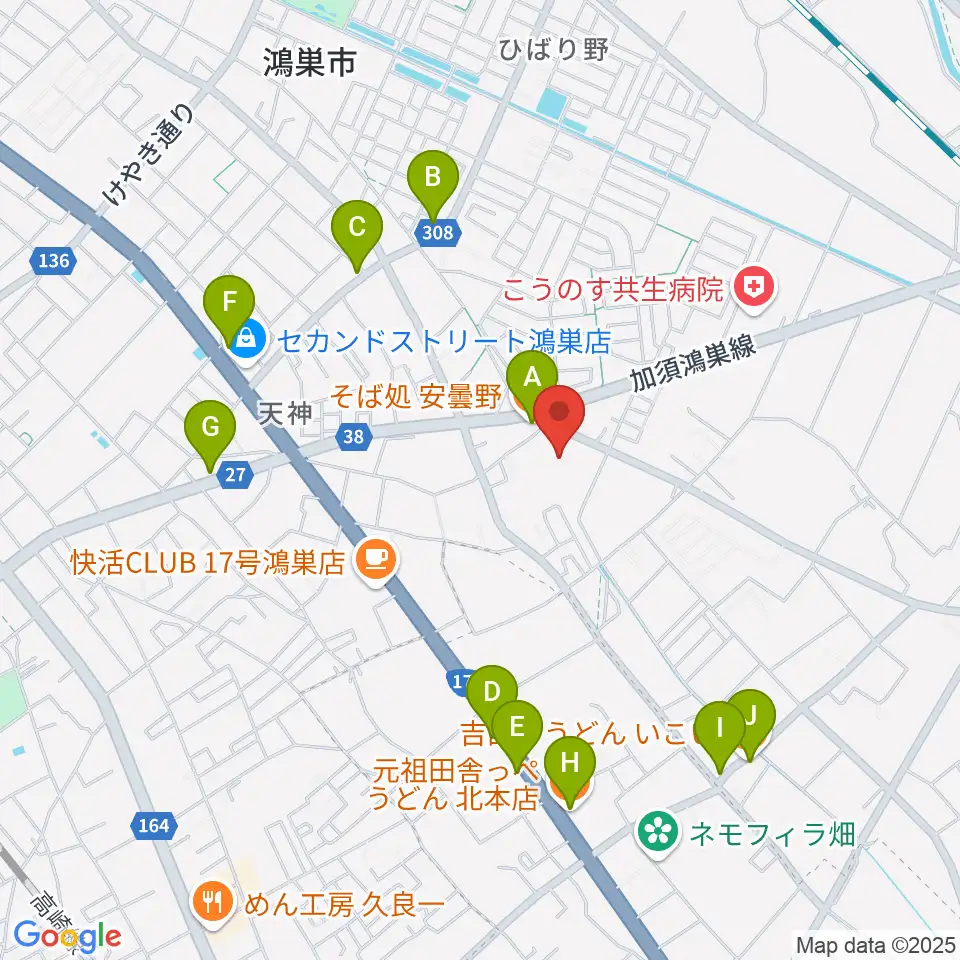 諏訪工芸周辺のファミレス・ファーストフード一覧地図